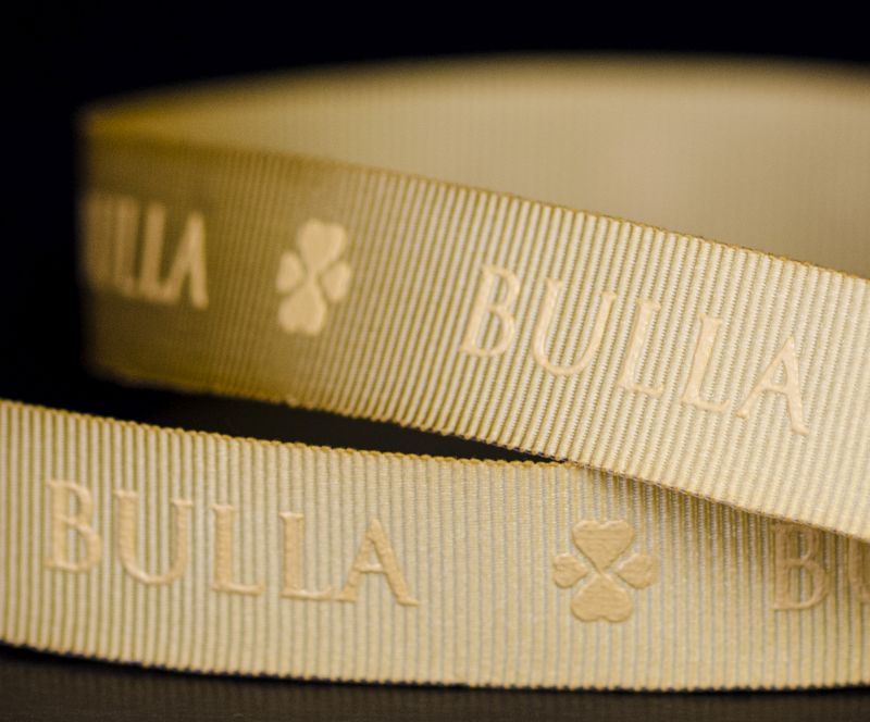 nastro personalizzato mode (gros grain) 15mm bianco stampa serigrafica tono su tono