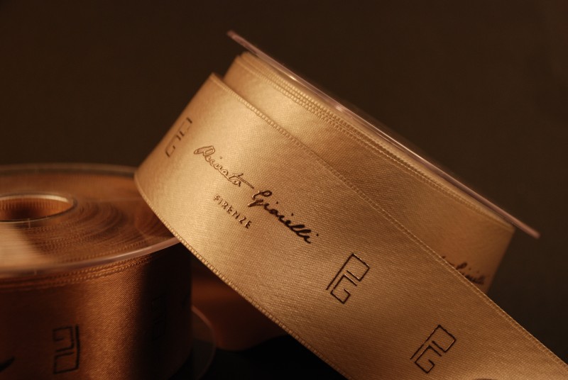 nastro personalizzato lino stampa serigrafica con lamina bronzo