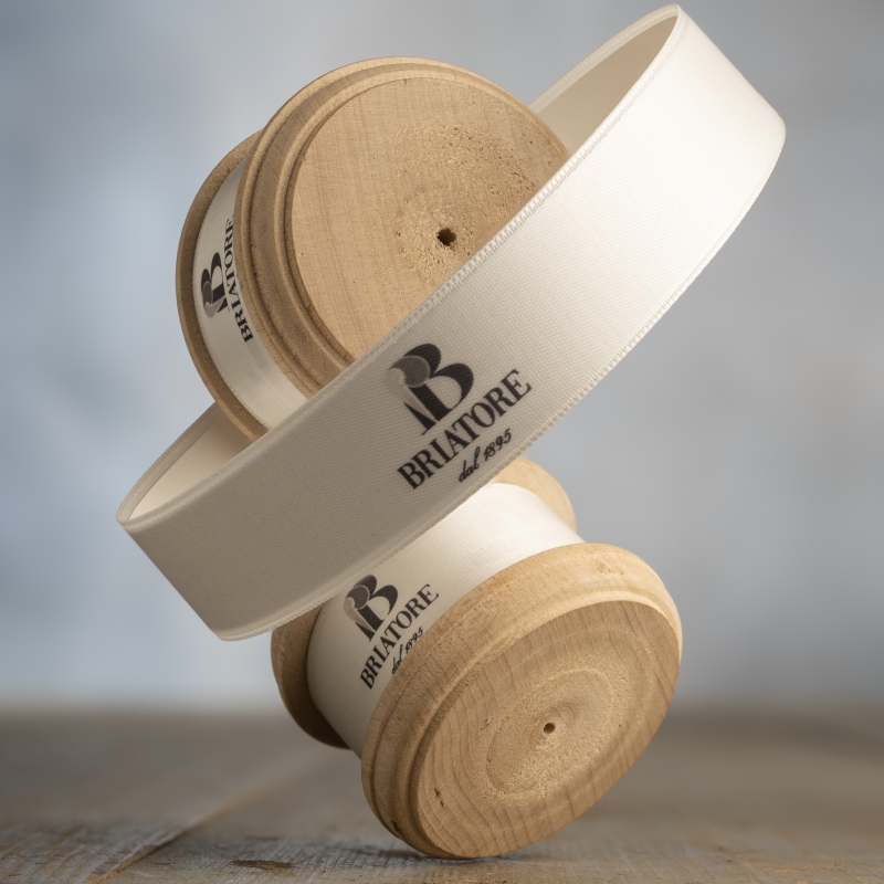 Nastro doppio raso personalizzato con stampa serigrafica a 2 colori