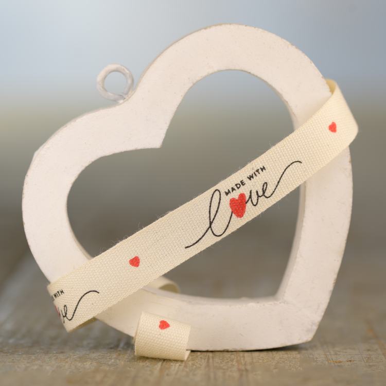 Nastro cotone personalizzato Made with Love formato quadrato